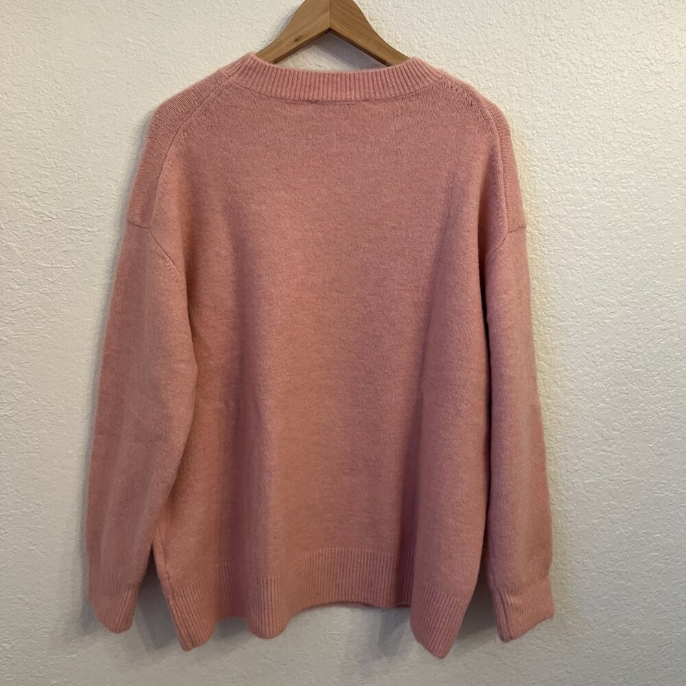 Zara Baby Pink Overized Chunky Crewneck Sweater S Wool Blend - Picture 5 of 7